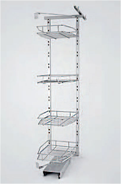 Выдвижная колонна с корзинами, с шариковыми направляющими, с креплением для распашных фасадов, с доводчиком 